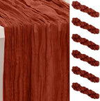 6 Pack Terracotta 35x120 Inch Cheesecloth Table Runner by SuBleer