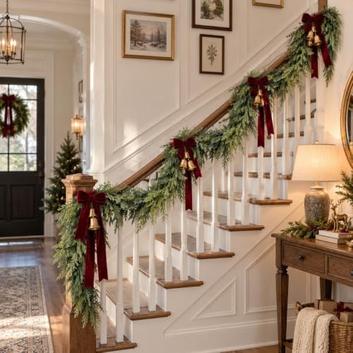 15FT Real Touch Artificial Cedar Garland for Christmas Decor by Senjie