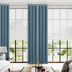 KOUFALL Blue Blackout Curtains 96 Inches Long for Living Room,Grommet Thermal Room Darkening Curtain for Bedroom 96 in Length 2 Panel Set,Dusty Grey Blue by KOUFALL