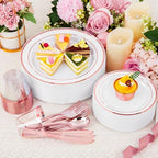 WELLIFE 300 PCS Rose Gold Disposable Dinnerware Set for 50 Guests - Image 3