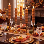Conelist 5 Pcs Pumpkin Taper Candles Autumn Halloween Gifts, Warm Brown - Image 4