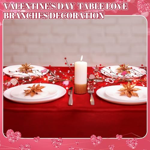 Thiccywoov 9.84 ft Valentine's Day Garland Valentines Day Wreath Decor Red Pink White Berry Heart Garland with LED Lights Artificial Vine for Valentines Wedding Anniversary Door Fireplace Home Decor - Image 6