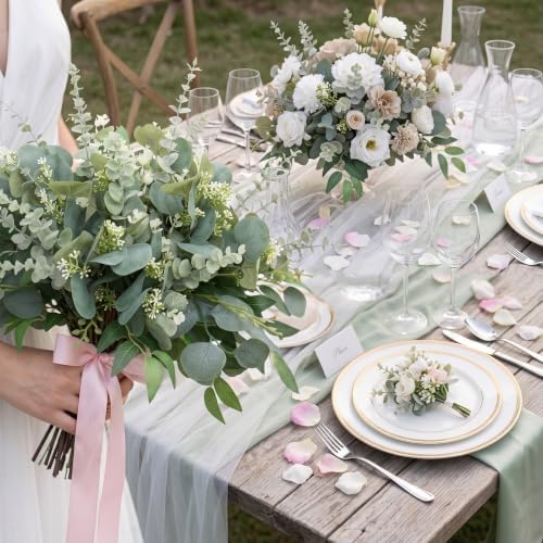 Daynight 120 Pcs Artificial Mixed Eucalyptus Stems Bulk, Green - Image 7