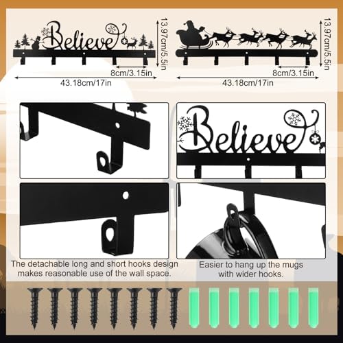 Blulu Christmas Stocking Wall Rack with 5 Hangers Holder - Image 2