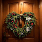 24 Inch Christmas Wreath for Front Door - Artificial Cedar Winter Wreath with Golden Bell, Pinecones & Red Berries, Farmhouse Holiday Wreath for Indoor Outdoor Christmas Decorations - Image 3