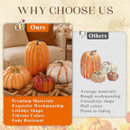 4 PCS Assorted Sizes Rustic Fall Artificial Pumpkins, Realistic Faux Pumpkins with Vintage Orange White Red Finishes, for Fall Halloween Thanksgiving Holiday Home Mantel Tabletop Decorations - Image 5