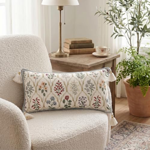 ISAENNE Designer Linen Throw Pillow Cover,Set of 2,28"x12"-Serenity B - Image 2