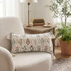 ISAENNE Designer Vintage Linen Throw Pillow Cover,28"x12"-Serenity B - Image 3