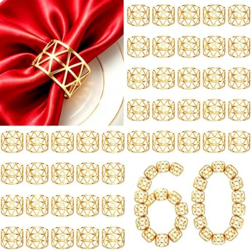 60 Pcs Gold Napkin Rings Bulk Metal Napkin Holder Buckles for Wedding Party by Unknown
