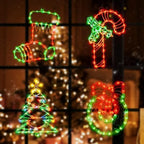 4 Pack Christmas Window Silhouette Lights, Lighted Candy Cane,Christmas Tree,Wreath and Christmas Stocking of Double Sided Decorations with 200 Count Incandescent Mini Light - Image 5