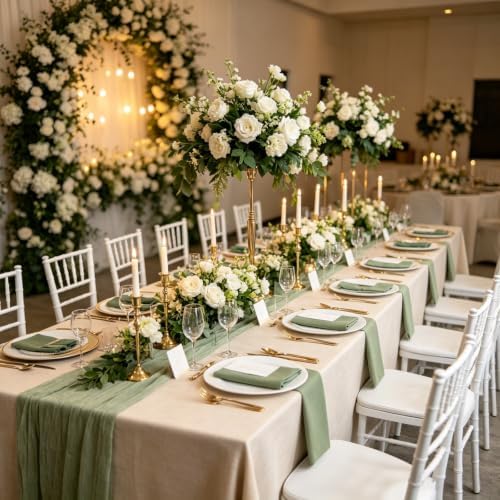 16 Pack Sage Green Cheesecloth Table Runner 10FT Boho Gauze Cheese Cloth Table Runner Long Rustic Sheer Table Runners for Wedding Bridal Baby Shower Birthday Party Table Decorations - Image 6