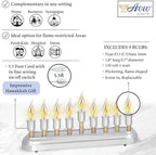 Contemporary Electric Hanukkah Menorah Stainless Steel Hanukkiah with Flickering Bulbs Horizontal Electronic Minorah for Chanukah Flameless Candles or Hanukkah Lights Decorations - Image 5