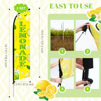 HunnmingRe 2 Set 15ft Lemonade Feather Flag Kit, Large Advertising Swooper Flag Banner with Aluminum & Fiberglass Poles and Ground Stakes, High-Visibility Outdoor Sign for Business, Store - Image 3