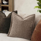 Decorative Chenille Luxury Throw Pillow Covers with Wide Edge, Textured Solid Pillowcases, Soft Velvet Cushion Cover Home Décor for Couch Sofa Living Room,20×20 Inch, Set of 2, Taupe - Image 4