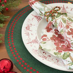 Bodrum Pearls Round Embroidered Placemats Set of 4 – 15" Elegant Table Mats for Dining, Weddings & Special Occasions, Decorative, Wipe-Clean Vinyl Placemats, Forest/Red - Image 6