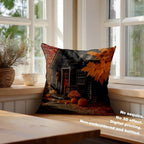 Batmerry Autumn Maple Forest Throw Pillow Covers, Pumpkins Cabins Fallen Leaves Decorative Pillow Covers Digital Printing Blended for Couch Sofa Bed Invisible Zipper 24X24 in(Set of 2) - Image 4