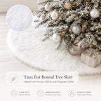 YEAHOME Christmas Tree Skirt, 60” Large White Tree Skirts with Soft Faux Fur Plush for Christmas Tree Decorations, White Christmas Tree Skirts Xmas Decorations for Indoor Holiday Party Decor - Image 3
