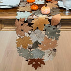 KEVA Fall Table Runner 108inches Long, Autumn Maple Leaves Velvet Table Runner 14x108 inch for Thanksgiving Kitchen Table Decoration, Harvest Embroidered Table Decoration - Image 2