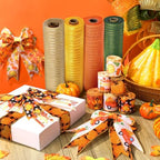 Yuefunny 10 Pcs Fall Ribbon 4 Mesh Ribbons 6 Burlap Wired Edge Ribbons - Image 3