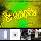 Happy St Patrick's Day Neon Sign, Dimmable Wall Decor LED Neon Light Green Holiday Theme Room Decor for USB Led Sign for Bedroom Living Room Wall Art Party Birthday Kids Room - Image 3