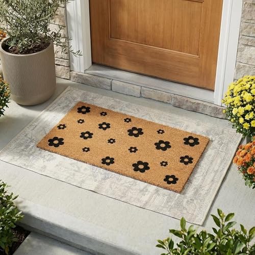 THEODORE MAGNUS Door Mat - Welcome Mat for Front Door with Non-Slip Backing - Durable Spring & Summer Doormat - Perfect for Outside Entrance Matt - Outdoor/Indoor - Ebonflower - 17" x 30" - Image 2