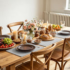homing Faux Cotton Linen Placemats Set of 6, Cloth Washable Farmhouse Dining Table Mats for Indoors & Outdoors, Easy to Clean, Light Grey, 13 x 19 Inch - Image 7