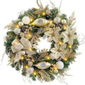 WANNA-CUL Pre-Lit 24 Inch Champagne Gold Christmas Wreath for Front Door by WANNA-CUL