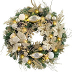WANNA-CUL Pre-Lit 24 Inch Champagne Gold Christmas Wreath for Front Door by WANNA-CUL