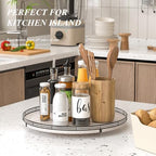 AMH 18-Inch Whitewashed Farmhouse Wooden Lazy Susan Organizer - Image 2