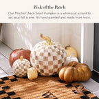 MACKENZIE-CHILDS Resin Pumpkin, Small, Brown-and-White Mocha Check - Image 2