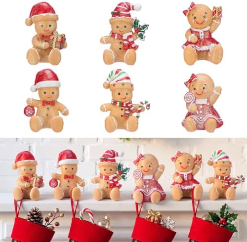 Wonderjune 6 Pcs Christmas Stocking Holders for Mantle, Gingerbread Man by Wonderjune