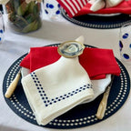 Bodrum Pearls Round Embroidered Placemats Set of 4 – 15" Elegant Table Mats for Dining, Weddings & Special Occasions, Decorative, Wipe-Clean Vinyl Placemats, Navy/White - Image 4