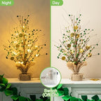 Glitzhome Lighted St Patrick's Shamrock and Berry Blossom Table Tree 18”H Green Berries Tree Table Centerpiece for St Patrick's Day Holiday Decoration Home Decor Artificial Plants - Image 6