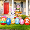 7FT Easter Bunny Inflatable with Happy Easter Sign, LED Yard Decor by GIGLIM