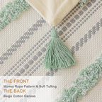 BUIOVBEY Boho Throw Pillow Covers Woven Tufted Pillow Cases with Tassels - Image 2