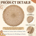12 Pcs 15 Inch Round Burlap Woven Placemat Boho Jute Charger Bulk - Image 4
