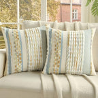 FUTEI 2 Pack Tufted Throw Pillow Covers Covers 50x50 cm,Grey Blue+Mustard by FUTEI