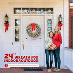 VINGLI 24" Battery Operated Pre Lit Christmas Wreath with 50 LED Lights - Image 7
