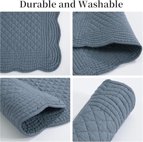 HOMBYS Quilted Placemats Set of 8 Washable-Rectangular Placemats for Kitchen Table-100% Cotton Fabric Rectangular Table Mats-Cotton, (Navy Blue) - Image 5