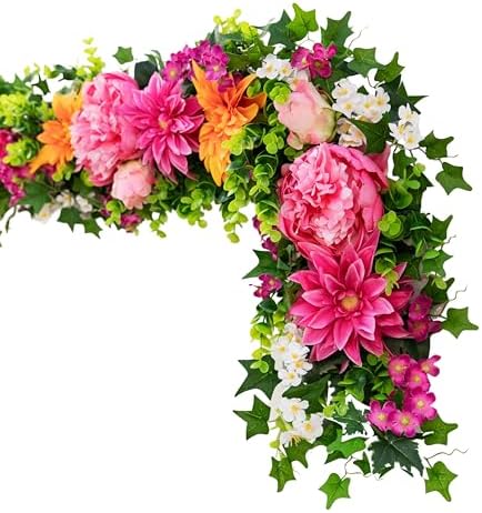Balsam Hill Outdoor Radiant Peony Spring & Summer Garland - 6' Premium UV-Protected Artificial Floral Garland for Porch, Railing, & Outdoor Spring Decor by BalsamHill