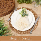 Geosar Round Woven Placemats Bulk Rustic Paper Braided Placemats Boho Natural Non slip Heat Resistant Table Mats for Wedding Party, Dinner Table Centerpiece Decoration, 13 Inch (Light Brown,24 Pcs) - Image 2