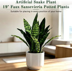 Fake Snake-19”tall Artificial Indoor Potted Plant for Home Decor-Green - Image 6