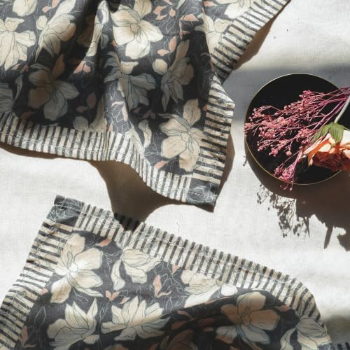 100% Cotton Printed Cloth Napkins Set of 6, 18x18 Inch Reusable Dinner Napkins, Soft Washable Floral Table Napkins for Dining, Parties & Hosting - Lotus Vine - Image 4