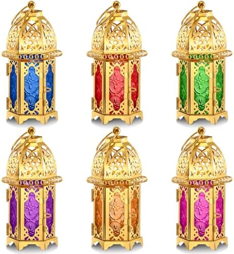 Mumufy 6 Pcs Moroccan Lanterns Ramadan Lantern Eid Mubarak Decoration,Gold by Mumufy