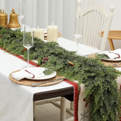 15FT Extra Full Christmas Cedar Garland Artificial Realistic Soft Thick Lush Cedar Pine Garland for Fireplace Mantel Stairs Indoor Outdoor - Image 2