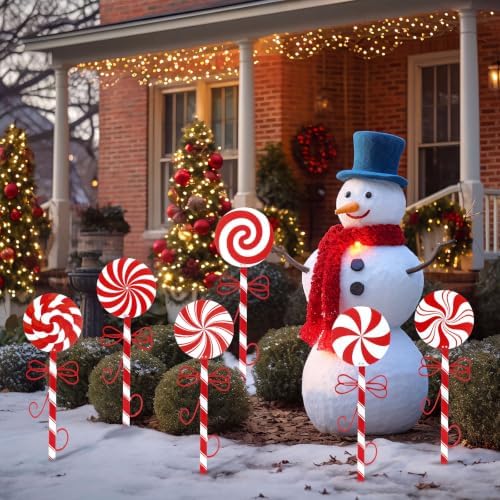 6 Pcs Christmas Outdoor Yard Stakes 17.4" Candy Cane Decor - Image 4