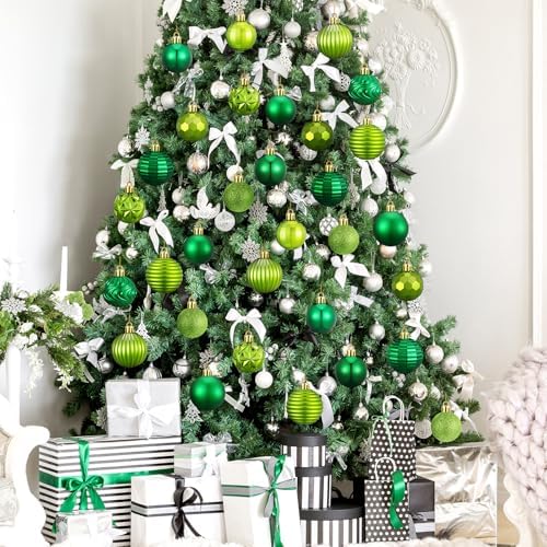 Lunmon 72 Pcs Green Christmas Ball Ornaments Matte Glitter Xmas Bulbs - Image 5