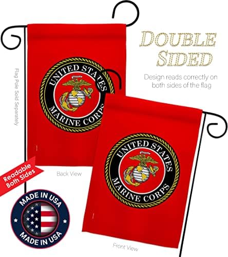 US Military Marine Corps Garden Flag - Set with Stand Armed Forces USMC Semper Fi United State American Veteran Retire Official - House Banner Small Yard Gift Double-Sided Made In USA 13 X 18.5 - Image 3