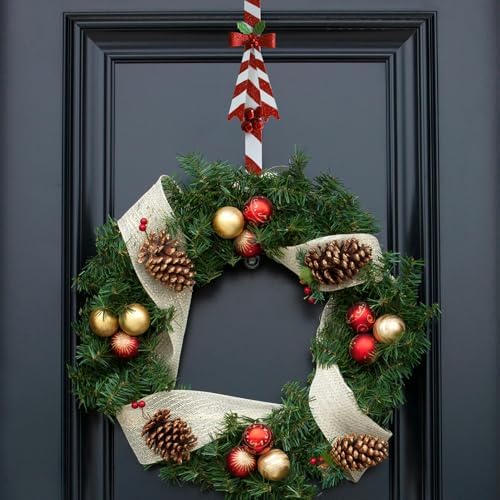 2-Pack Metal Candy Cane Christmas Wreath Hangers for Front Door - Image 2
