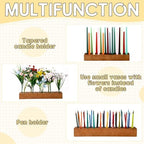 Mumufy 18in Long Wooden Taper Candle Holders for Birthday Party Candlestick Table Centerpiece Giant Wooden Farmhouse Candle Holders Decorations for Birthday Wedding Anniversary Desktop(Dark Brown) - Image 6